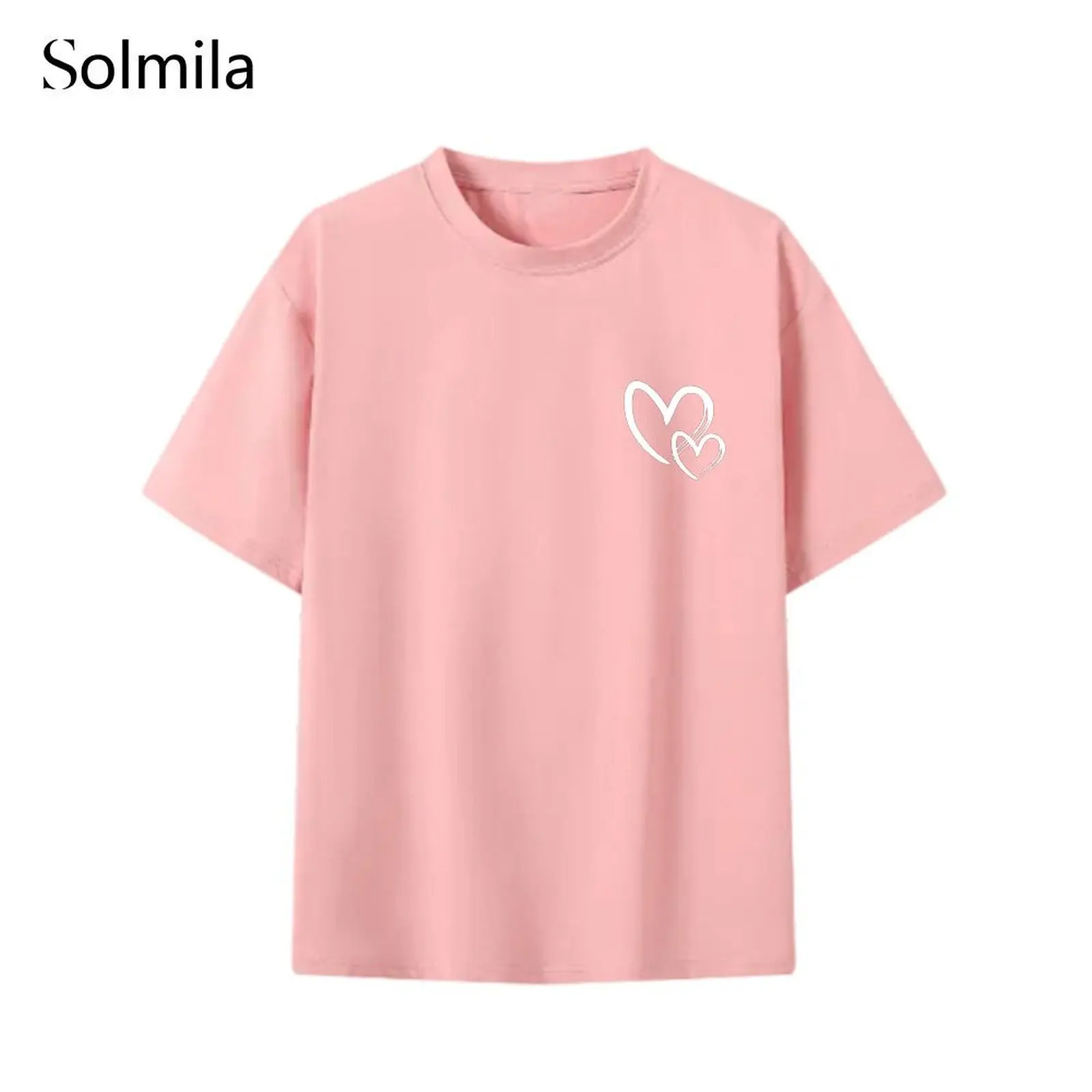

Daily Use Leisure Activities Graffiti Heart Shirt Casual Summer Top Beautiful Shape Design Korean Screen Pattern