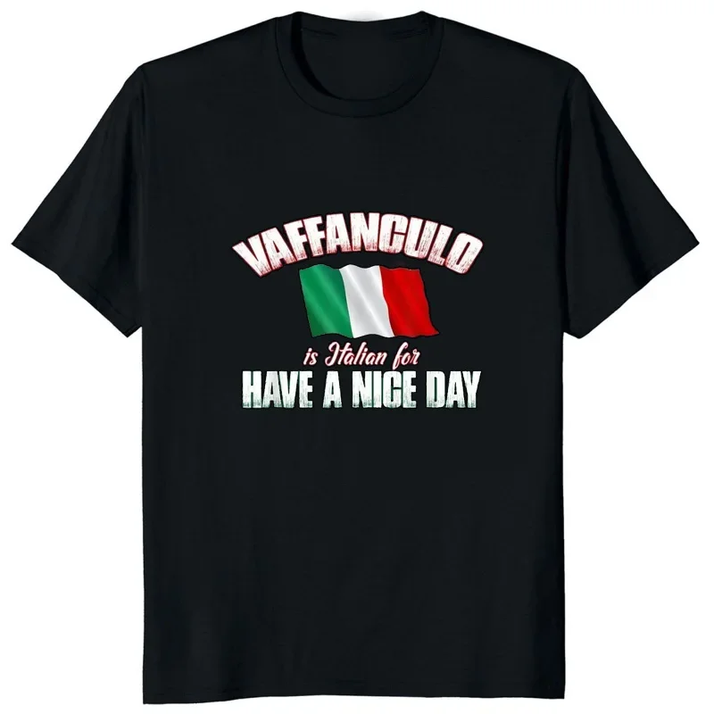 Camiseta de diseño divertido Vaffanculo Have A Nice Day, camiseta informal de moda para estudiantes italianos, ropa de calle holgada Hipster,