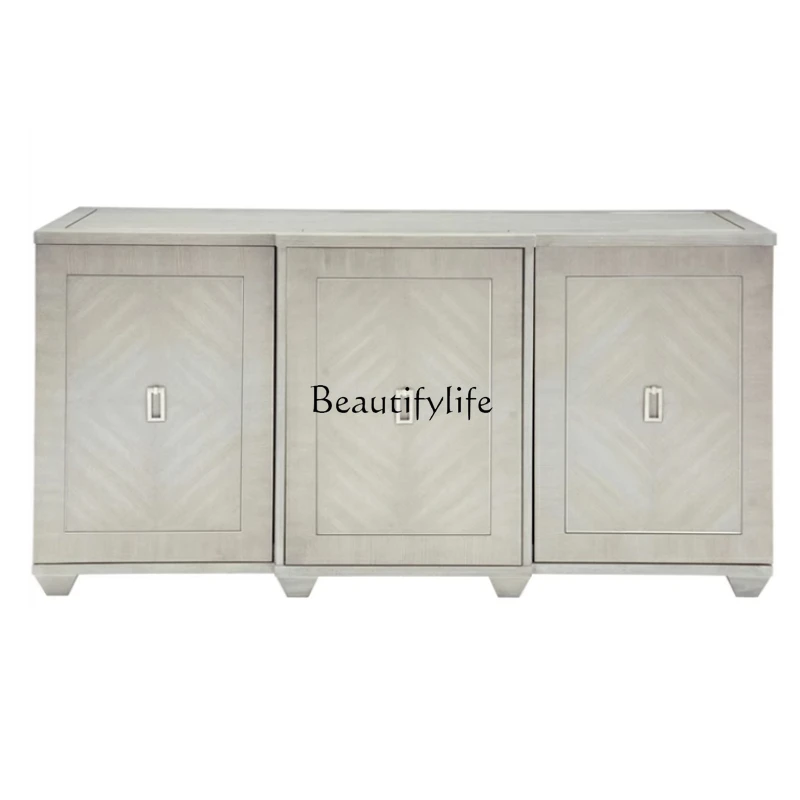 

Modern American side cabinet, simple and beautiful three-door retro and old beautiful foyer decorative cabinet