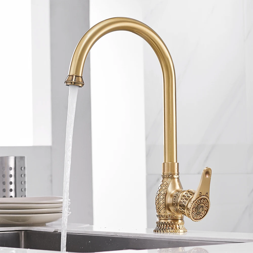 Faucet Single Hole Pull Out Spout Kitchen Sink Stream Sprayer Head Brushed