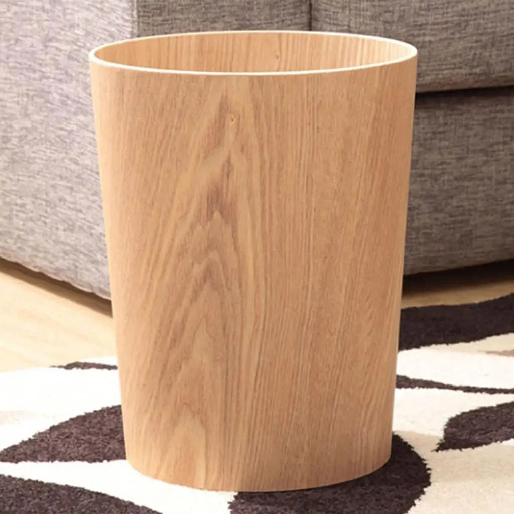 Natural Solid Wood Trash Can Nordic Style Bathroom Rooms Cleaning Tools