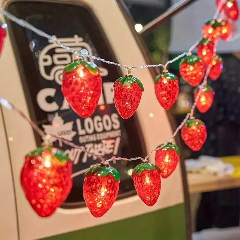 1PC 10/20/30/40 LED Fragola Fata Luci A Batteria Frutta Luci Della Stringa Per Interni Esterni Camera Da Letto Decorazione di Vacanza