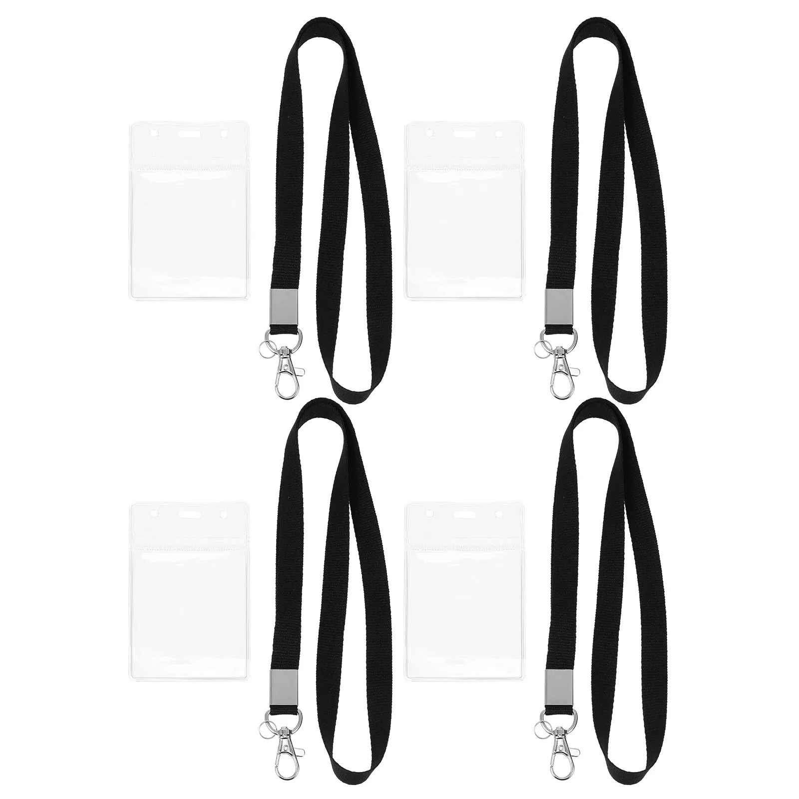 

4Sets Work Cards Holder Lanyard Set PVC Material Id Card Slot Cover for Bus Employee Name Cards Long-Lasting Lightweight