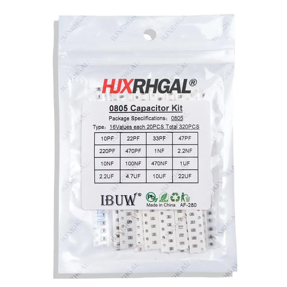 

16values*20pcs=320pcs 0805 SMD Capacitor assorted kit 10pF-475M component diy samples kit new and original