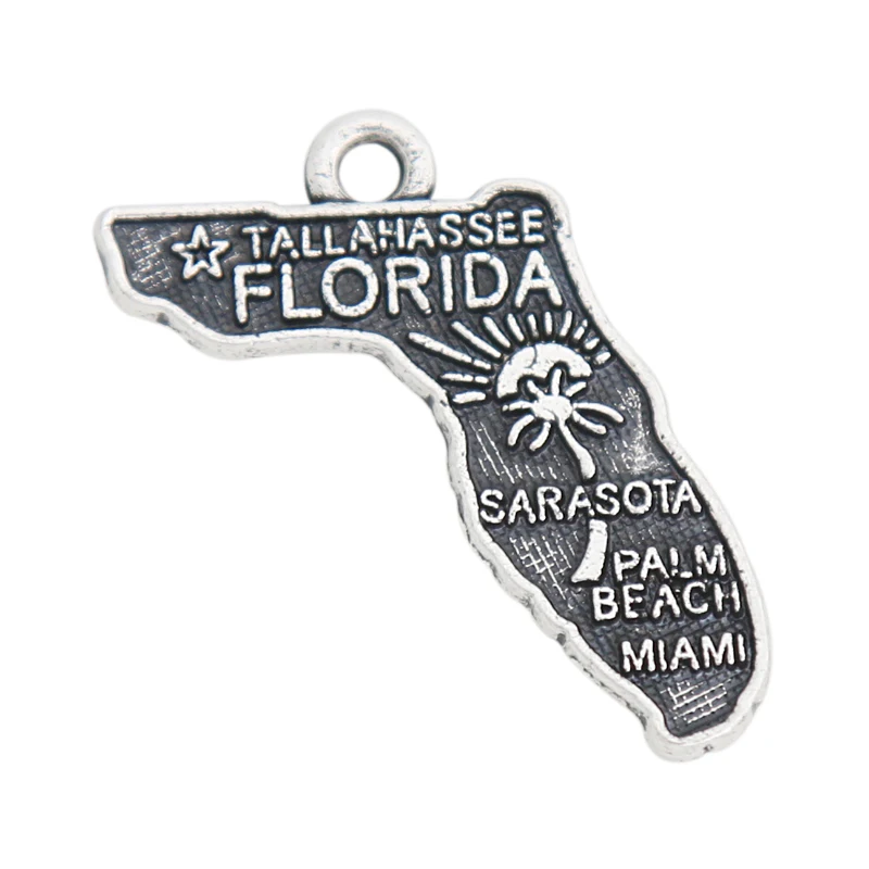 

Fashion Double Side Alloy Florida State Map Charms USA Tallahassee City Map Charms 19*22mm 50pcs AAC583