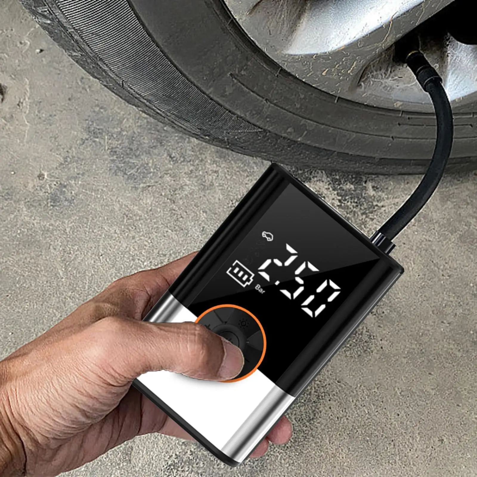 Compact Tire Pump USB C Rechargeable Versatile Emergency Night Light 150PSI with Digital Gauge for Bicycle Ball Car Bike Scooter
