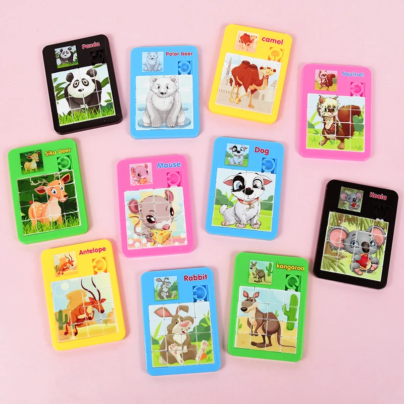 5pcs Mini Puzzle Intellectual Toy Cartoon Animal Children's Jigsaw Educational Puzzle Game School Kid Gift Reward Birthday Favor