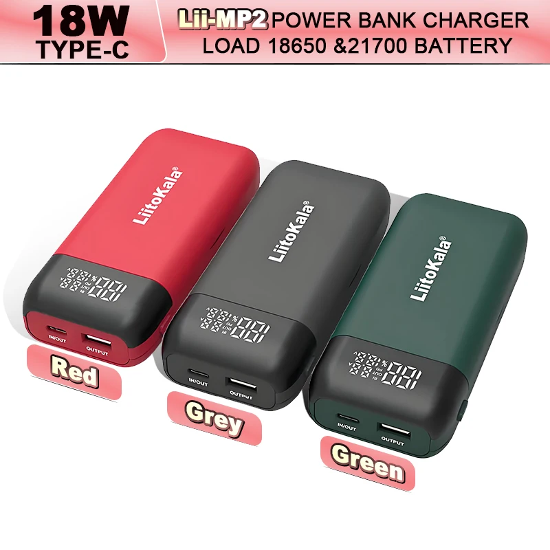 Original LiitoKala Lii-MP2 Power Bank QC3.0 Input Suitable For 18650 21700 LCD Rechargeable Battery Charger