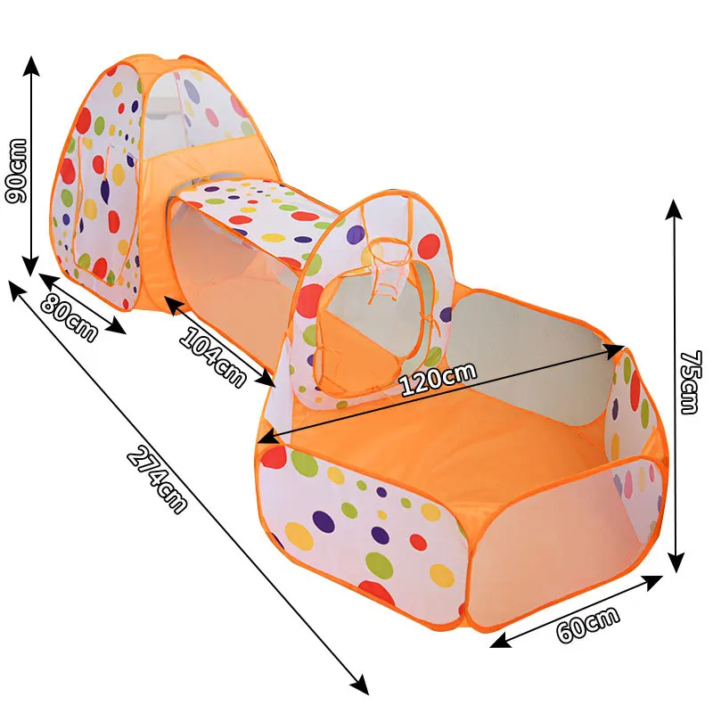 Tente portable 3 en 1 pour enfants, jouets de camping, piscine à balles pour enfants, maison de jeu, tunnel, tentes pop-up extérieures