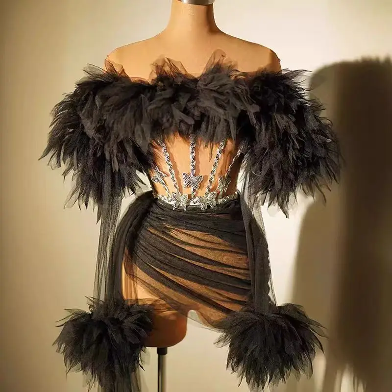 Personalisiertes dunkles Tube-Top, sexy ultrakurzer Geburtstagsparty-Prinzessinnenrock, Damen-Gruppenbühnen-Singkostüm – Detail 14