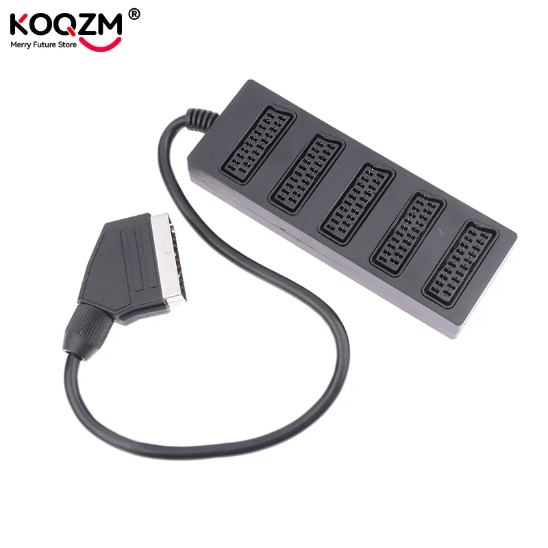 21Pin Scart 5 Way Splitter 21p Scart Male To 5 Female Adapter Connector 5 Road Scart One Divide Into Five Cable Line