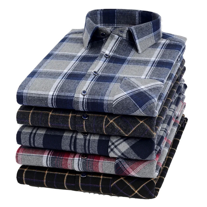 

Mens Designer Clothes Plaid Flannel Casual Shirt Long Sleeve 100Cotton High-quality Brand Fahison Spring Autumn Regular Blouses