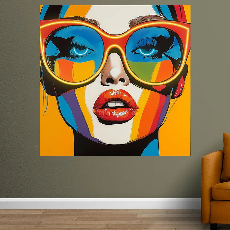 Toysign Neon Sign, Pop Art Girl Face Neon Light Sign – Colorful LED Wall Art with Retro Glasses, Bold Fashion Statement Piece