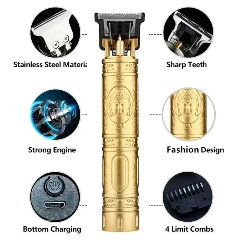 Professional Hair Clipper for Men Precision Electric Shaver T9 Accessories USB Fast Charging Beard Body Hair Trimmer