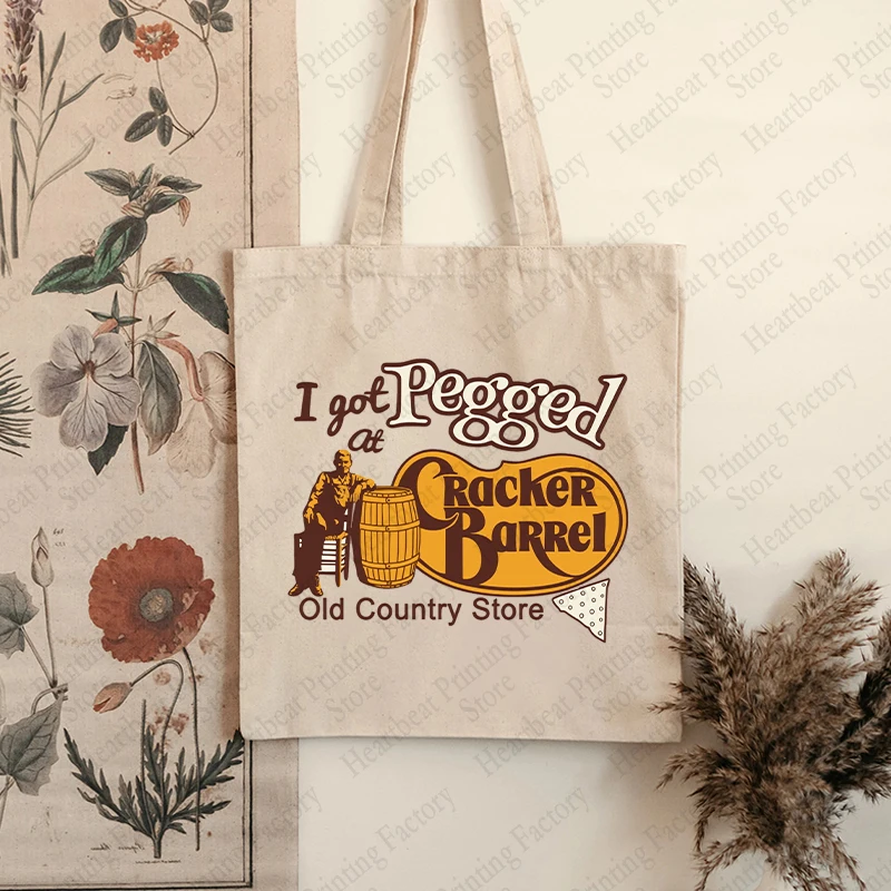 I Got Pegged At Cracker Barrel Old Country Store Canvas Bag Fashion Trend Tote Shoulder Bags Large Capacity Lightweight Handbags