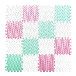 Tamiplay Thick Square Puzzle Mat 0.4 Inch/16pcs,30*30cm EVA Foam Baby Play Mat for Children Room Activities, Pink/green/white