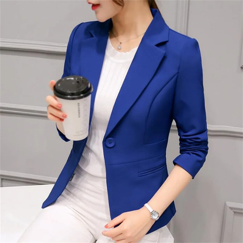 Blazer Ladies , Blazer Pocket Jacket, Slim Fit Jacket, Long-sleeved Korean Style Ladies Office Jacket, Blazer traf tangada