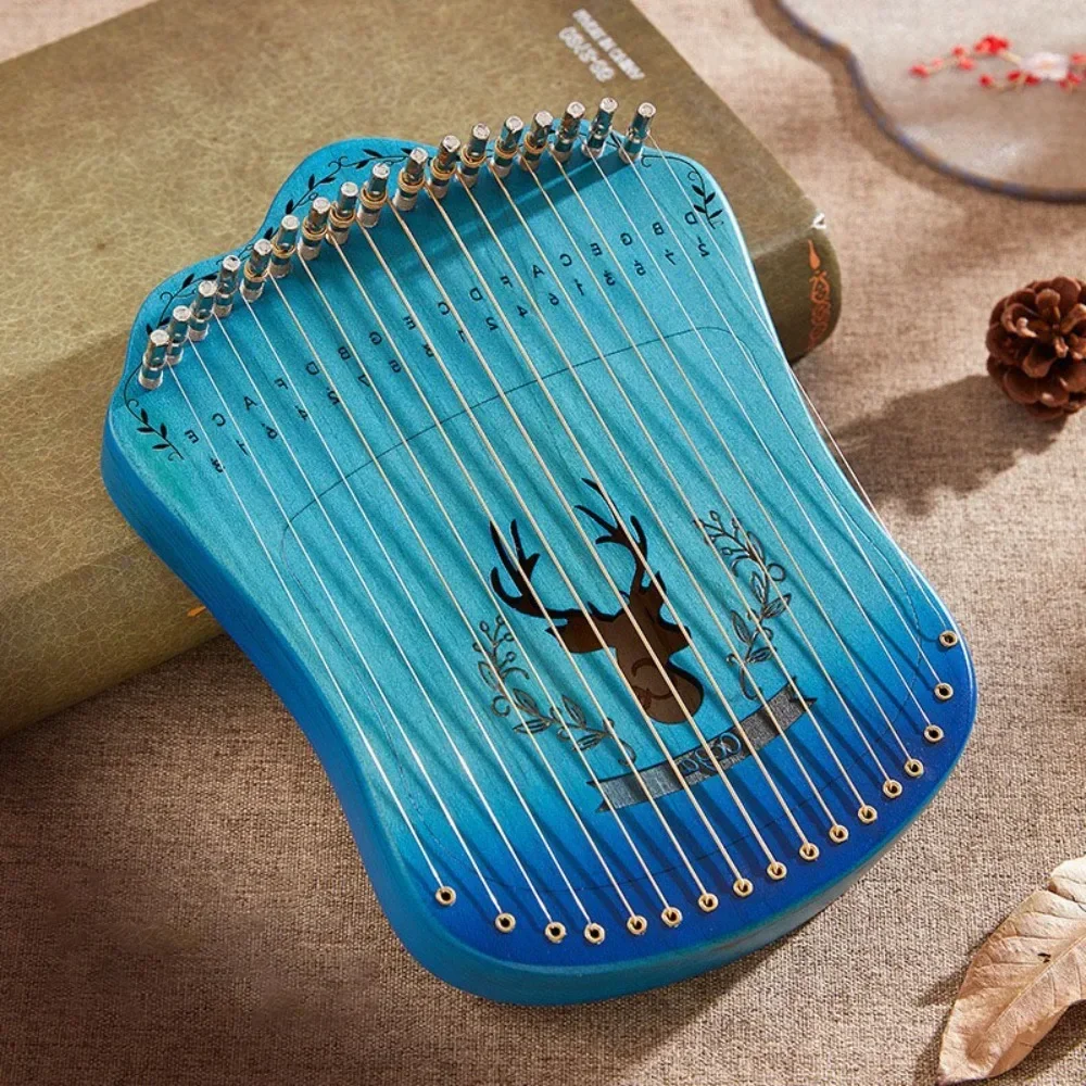 Portable 17 Strings Lyre Harp Beech Wood Harp String Musical Instrument with Tuning Wrench Picks for Beginners Kids Adults Gifts