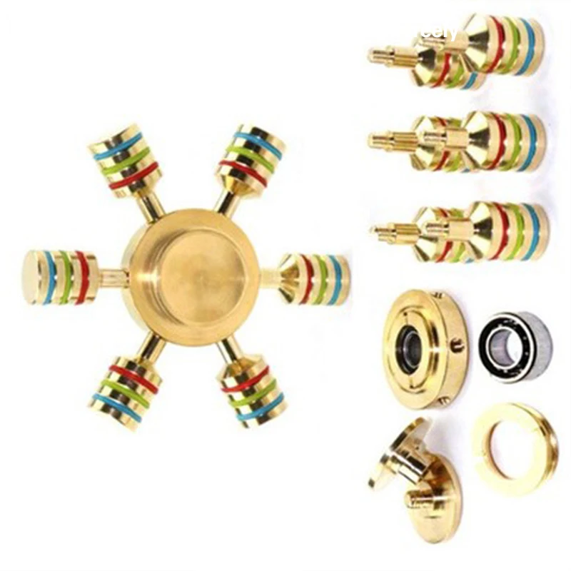 Girador arco-íris metal cobre rolamento spinner latão fidget spinner para autismo adulto anti aliviar o estresse mão spinner brinquedo spiner