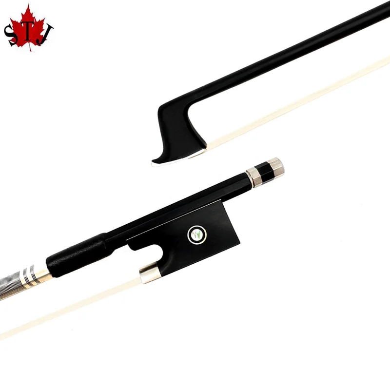 

Carbon Fiber Violin Bow 4/4 3/4 1/2 1/4 AAA Natural White Bow Hair Straight Abalone Ebony Bow Frog Fiddle Bows part