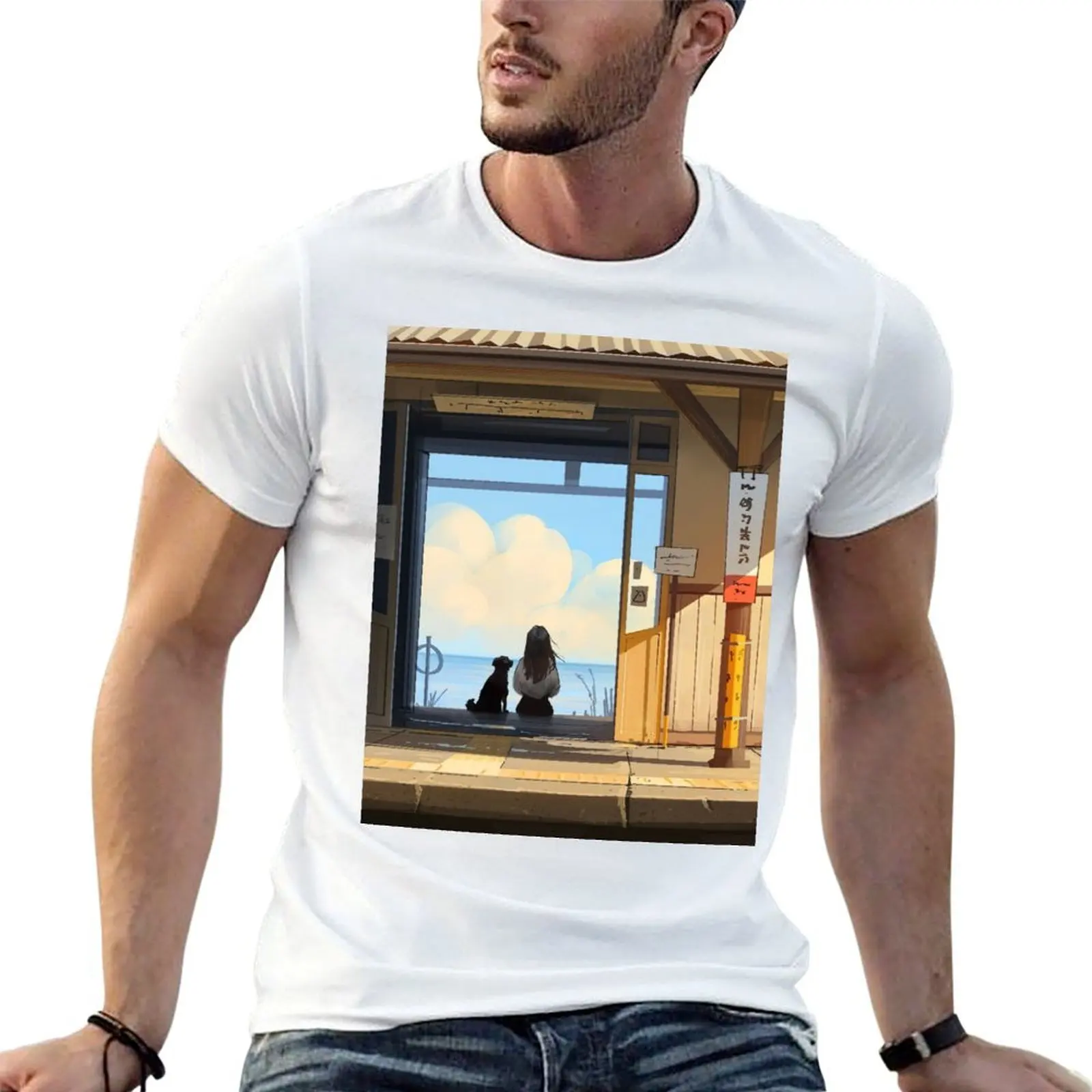 

Train Station T-Shirt mens graphic t shirts men t shirt cotton 100% t shirts cotton 100% T-shirt
