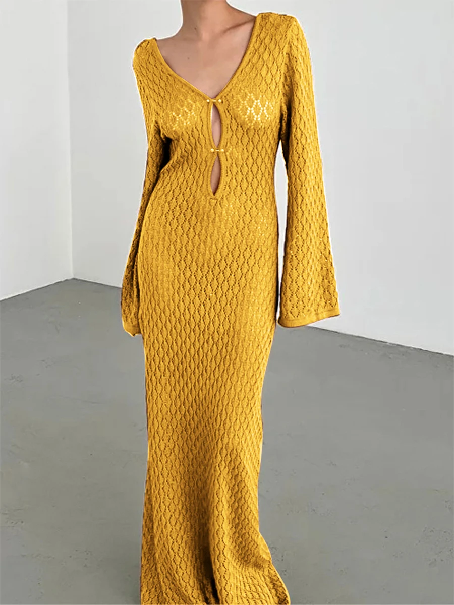 Women Sheer Mesh Sleeveless Maxi  V-Neck Long Sleeve Bodycon long Dress Ladies Party Beach Backless Holiday Dress summer