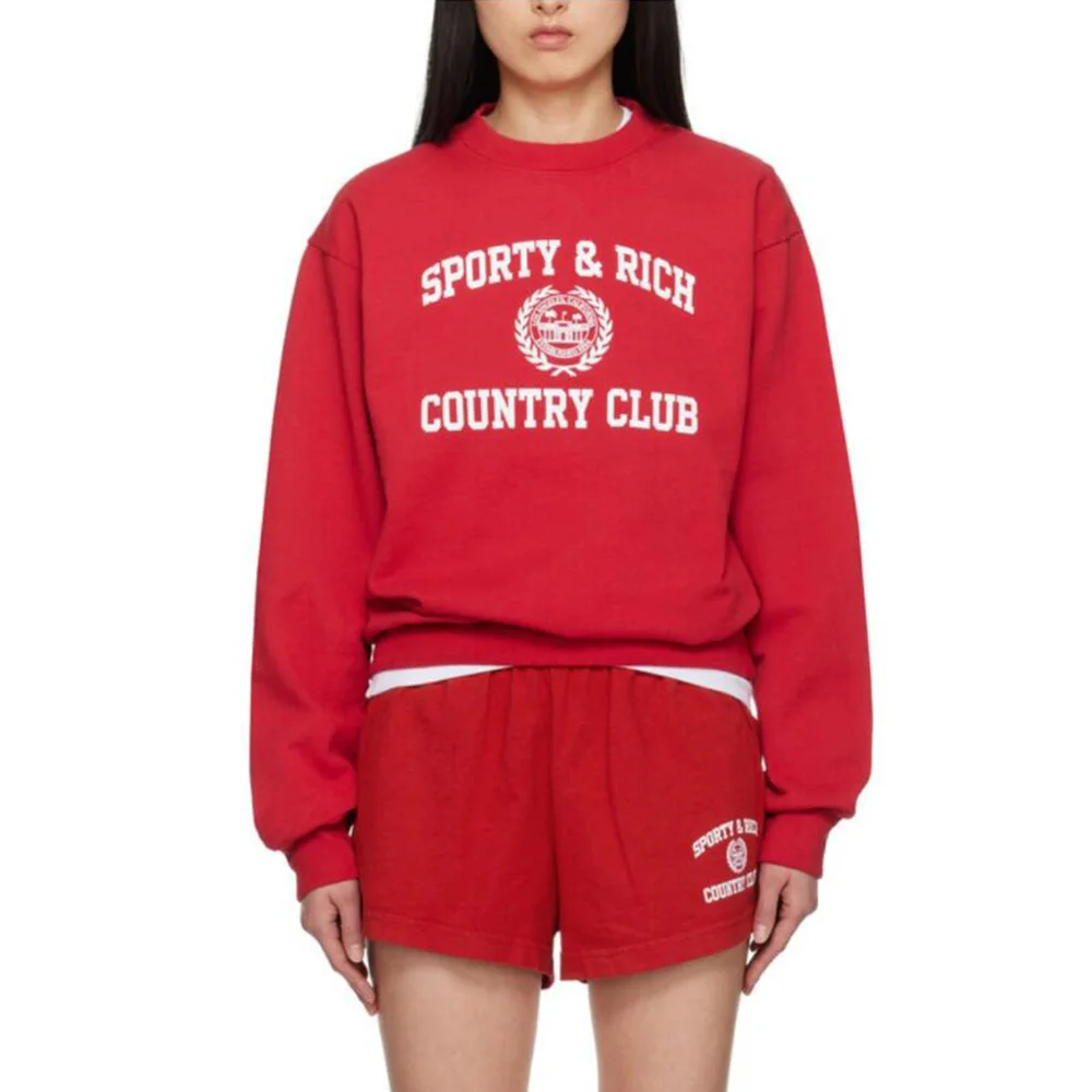 

Американский винтажный стиль с принтом 90-х годов, толстовки с круглым вырезом, женские свободные толстые флисовые красные пуловеры с круглым вырезом, повседневные теплые джемперы