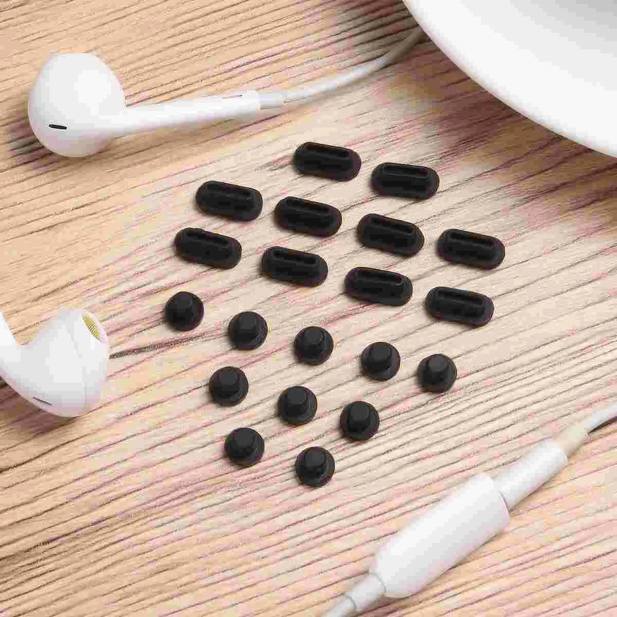 Hemobllo 10 Pairs 35mm Earphone Jack Plugs And Type-C Port Plugs Compatible for Android Phones Laptop PC Black