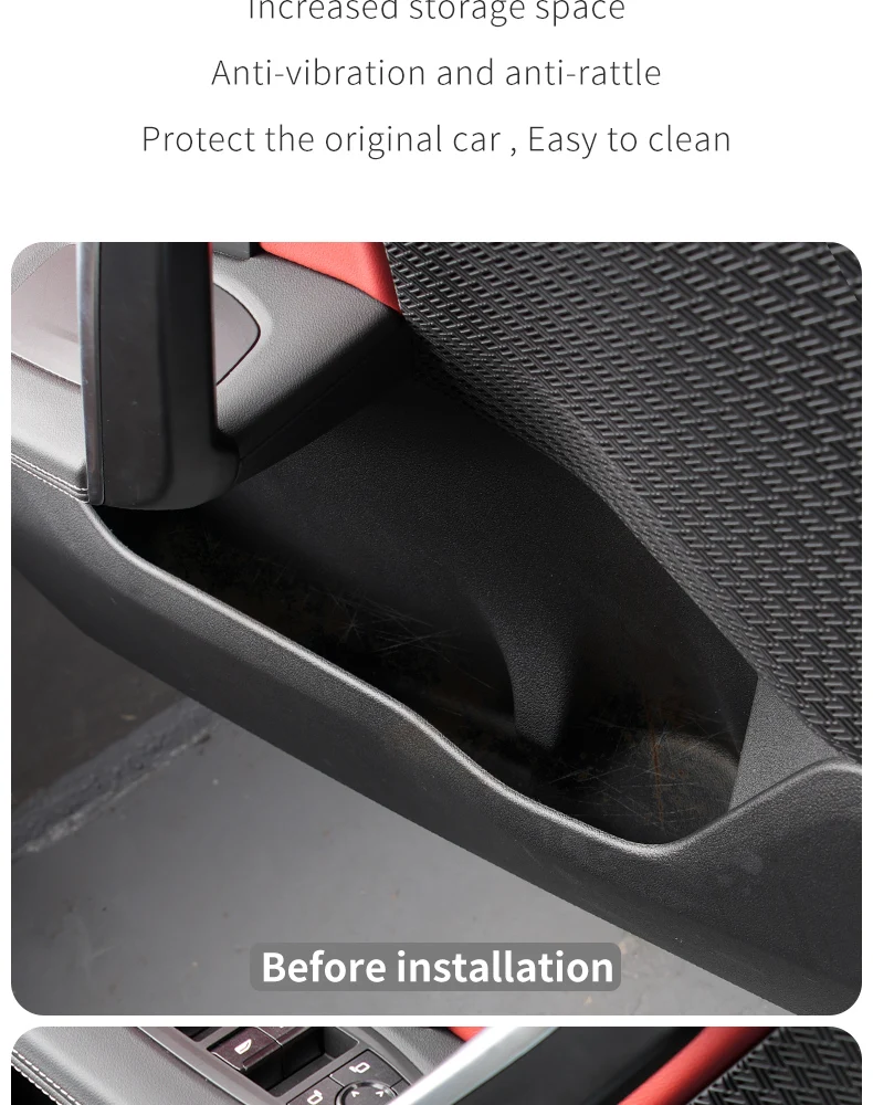 Für BMW X1 U11 2023 2024 Auto Tür Lagerung Box TPE Vorne Hinten Tür Slot Organizer Fach Armlehne Center konsole Box Auto Zubehör – Detail 7