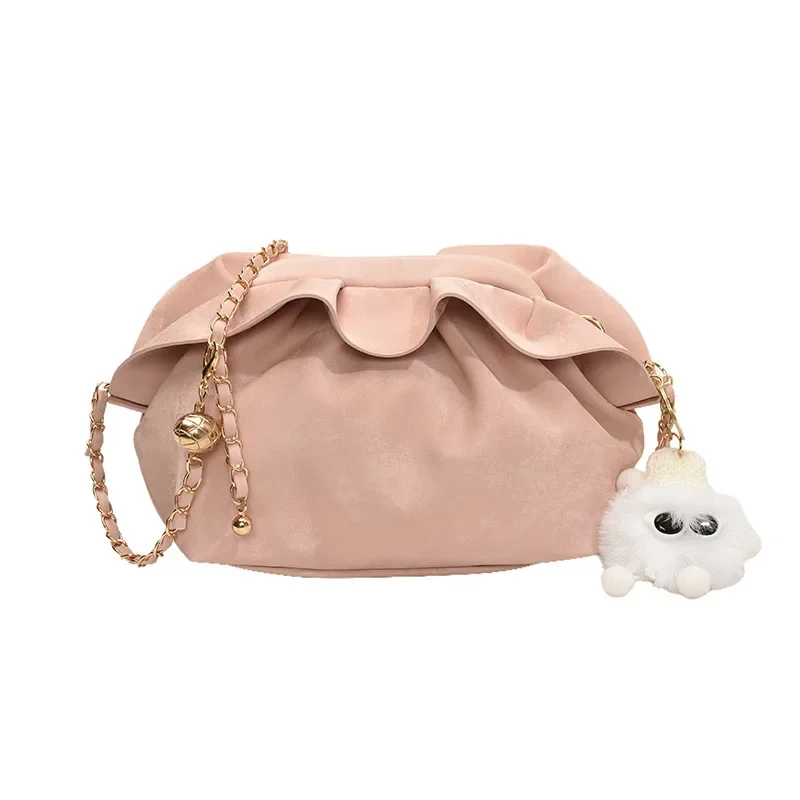 

New Luxury Brand Drawstring Handbag Orange High-end Soft Genuine Leather Messenger Bag Exquisite Smooth Shiny Black Shoulder Bag