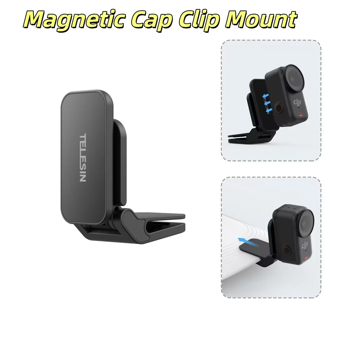 TELESIN Magnetic Quick Release Portable Cap Hat Clip Mount 240° Adjustable Angle For DJI OSMO Nano Action Camera Accessories