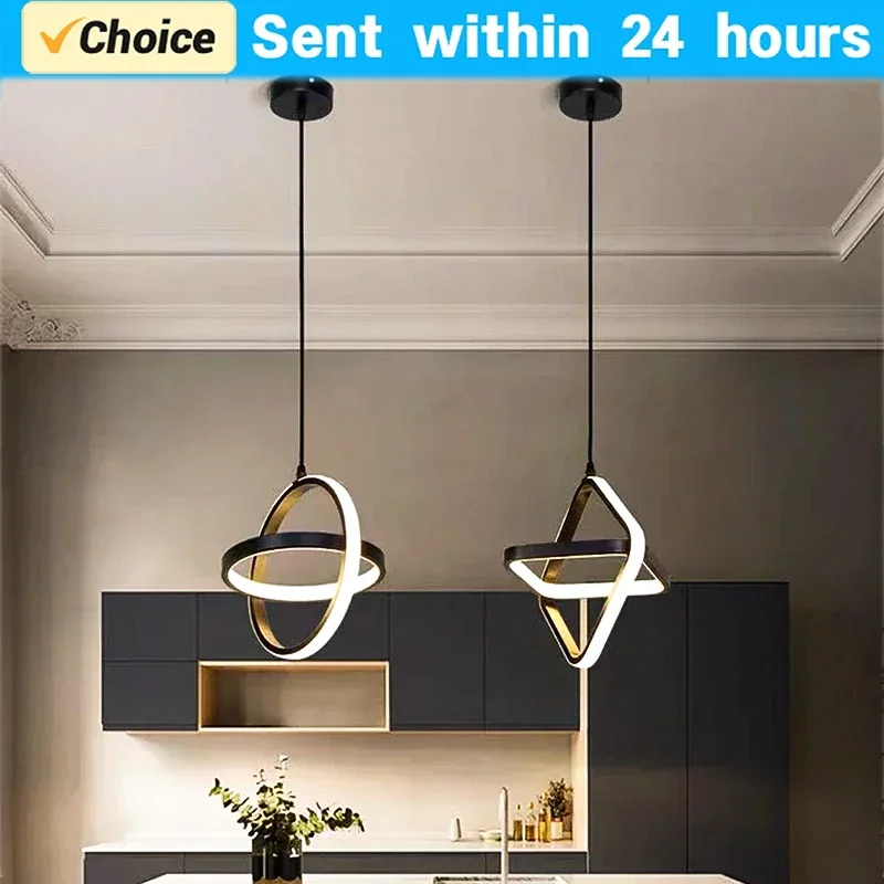 Moderne LED-Pendelleuchte, schwarz, weiß, quadratisch, geeignet für Esszimmer, Schlafzimmer, Nachttisch, Hängelampe, Esstisch, Kronleuchter, Dekor