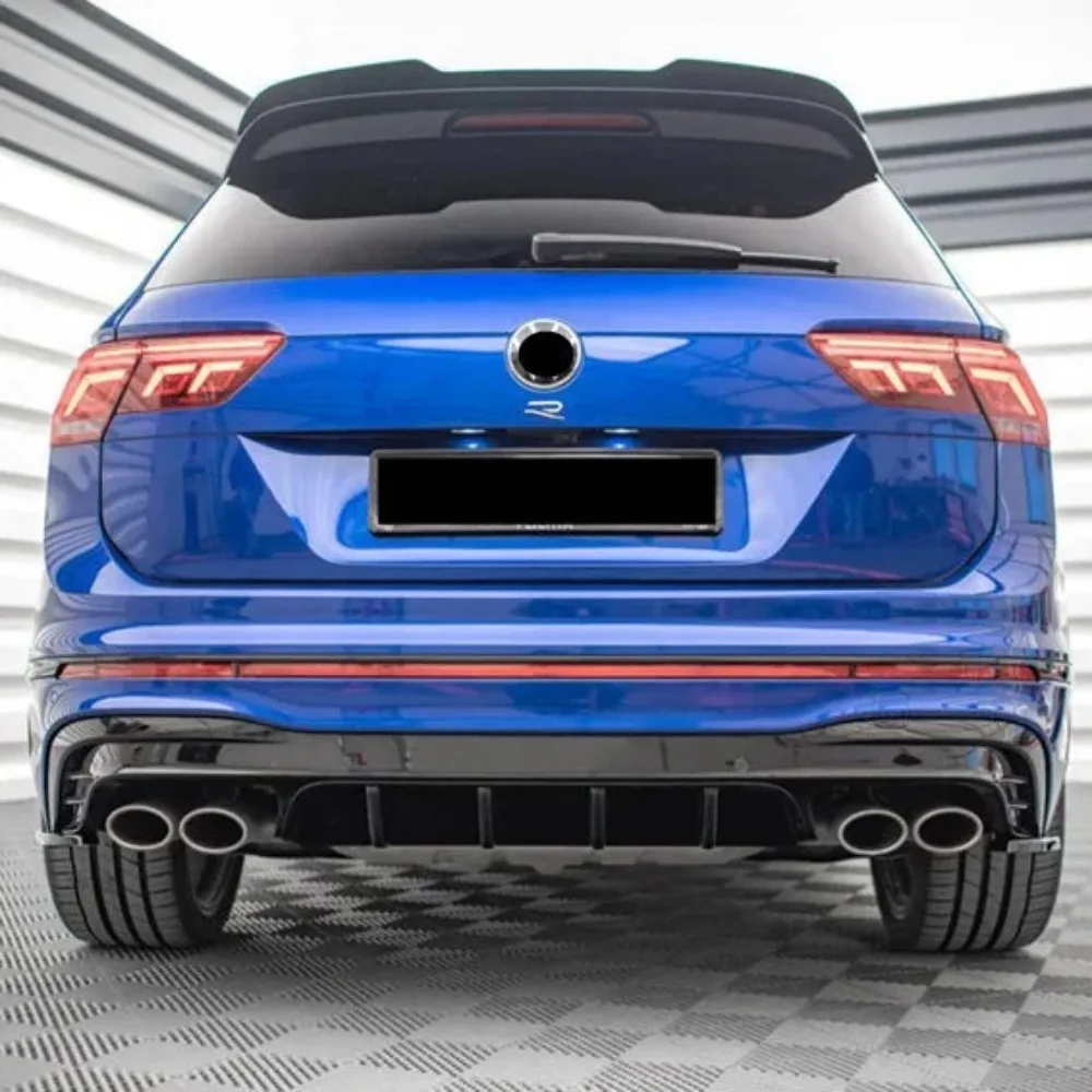 Car Rear Bumper Lip Spoiler Side Splitter For Volkswagen Tiguan R MK2 Facelift 2020-2023 Rear Chassis Diffuser Body Kits Tuning