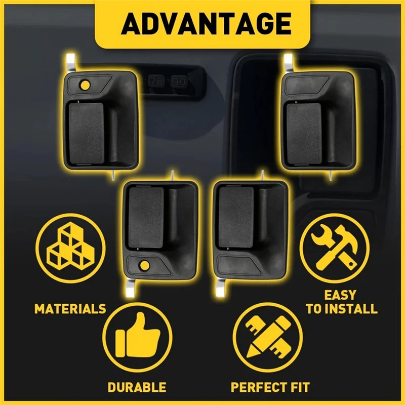 

4Pcs Exterior Door Panel Handle Kit For Ford F-250 99-16 F350 7C3Z2522405AA 4C3Z2522404AAA 7C3Z2626601AA 7C3Z2626600AA
