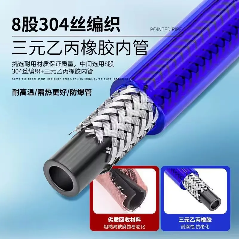 60/80/100Cm Pvc Plastic-Coated Hot And Cold Pointed Pipe 304 Stainless Steel Braided Flexible Hose Explosion-Proof Faucet Pipe