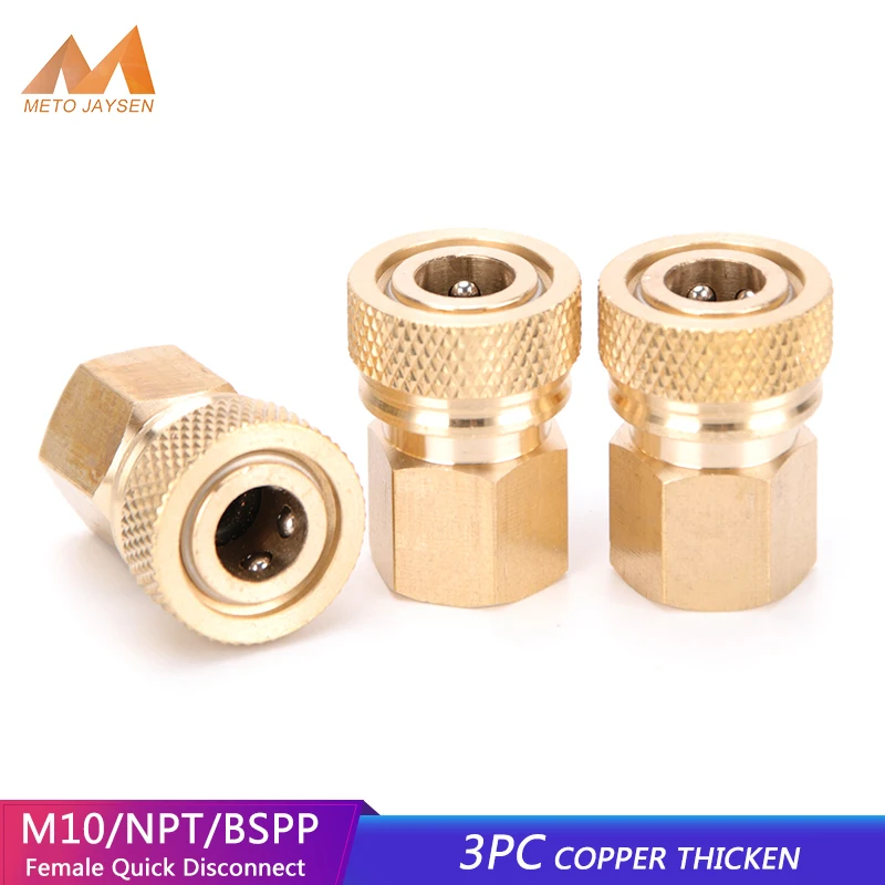 

3pcs M10 Thread Quick Disconnect Release Air Refilling Adapter Coupler Sockets NPT BSPP Copper Quick Connect Couplings Fittings