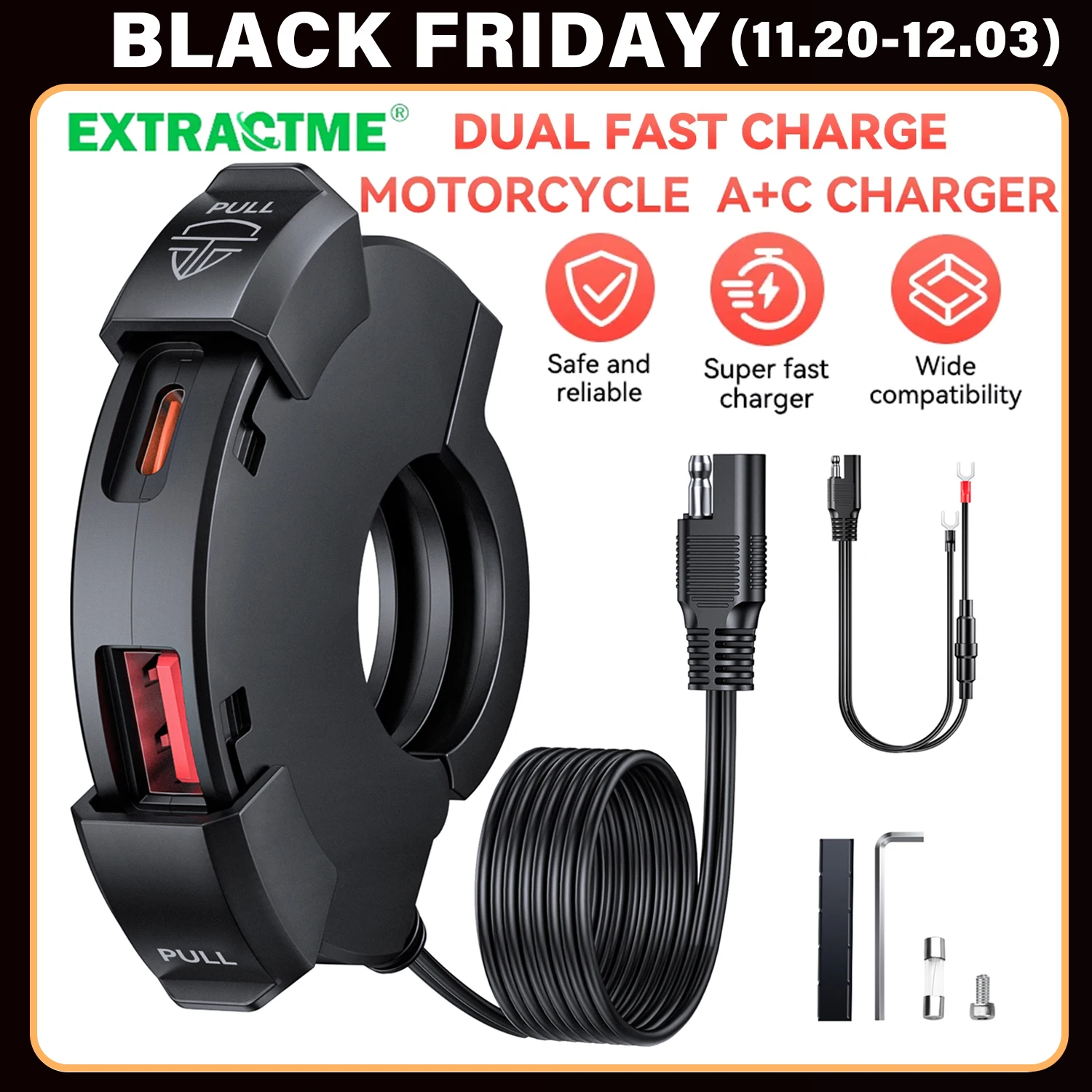 12 فولت جديد دراجة نارية Usb شاحن سريع مع نوع C هاتف محمول ميناء مخرج طاقة مقبس مقاوم للماء شواحن محولات التوصيل ل موتو #1