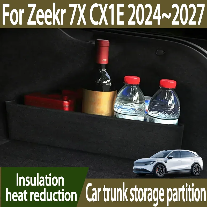 For Zeekr 7X CX1E 2024~2027 Trunk Storage Baffle Organized Box Partition Side Storage Modified Accessories
