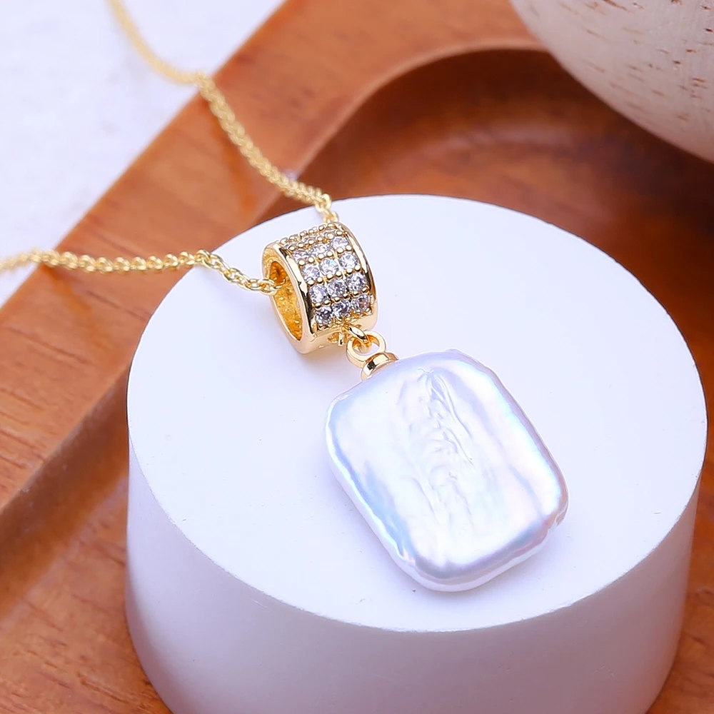 FENASY Natural Freshwater Big Baroque Pearl Necklaces Fashion Gold Silver Pendant Party Jewelry Birthday Gifts For Women