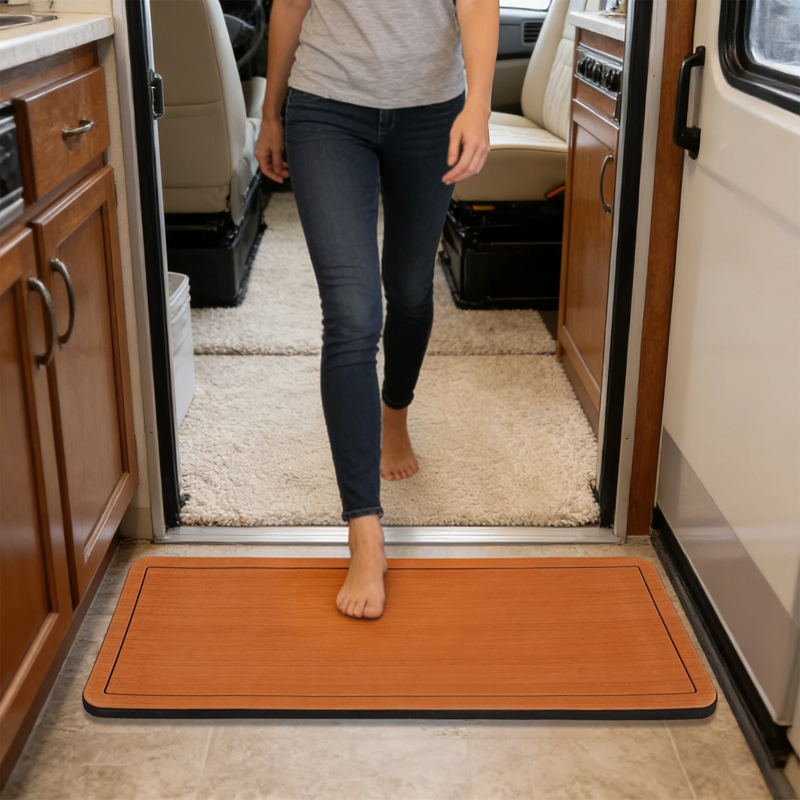 20mm/0.787in Boat Helm Station Pad EVA Foam Faux Teak Boat Standing Mat for RV Sea Deck Marine Decking Console, 91.44* 35.56 cm/36 *14in