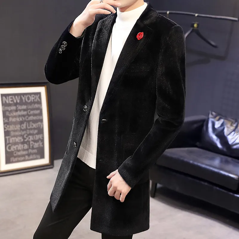 

Мужское шерстяное пальто на осень-зиму, повседневное, модное, молодежное, стандартного кроя, на двух пуговицах, однобортное, средней длины, с отложным воротником