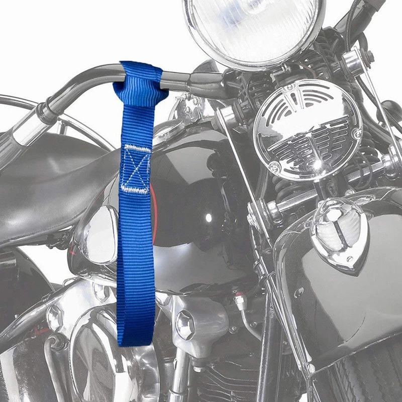 

1X Soft Loop Tie Down Straps Ratchet Towing Cargo ATV UTV Motorcycle 600LBS Blue