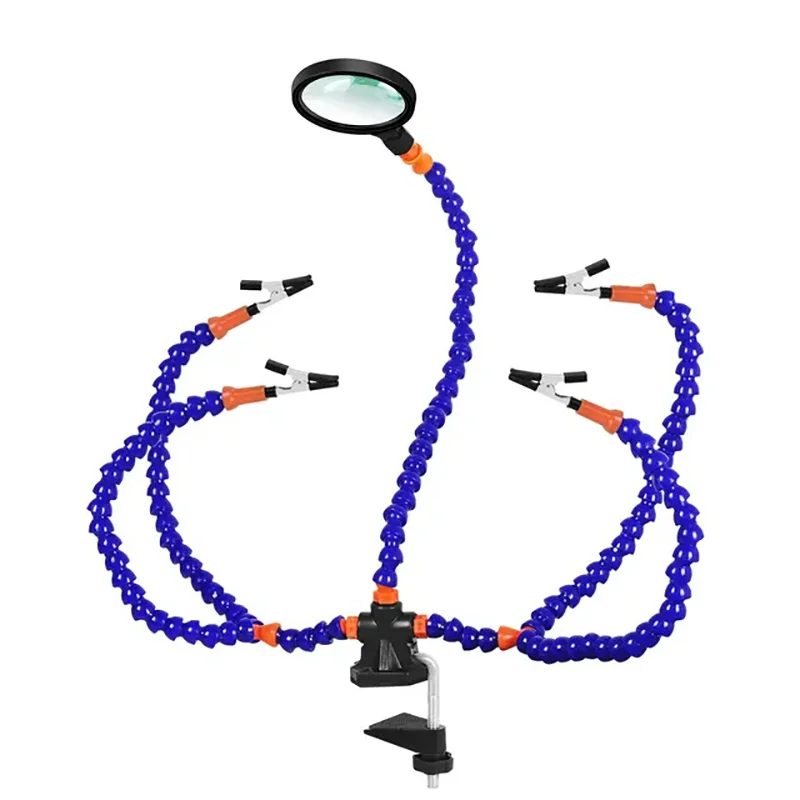 Third Hand Helping Hands Soldering Station Tool With 3X Magnifier/5 Flexible Arms Welding Repair PCB Holder