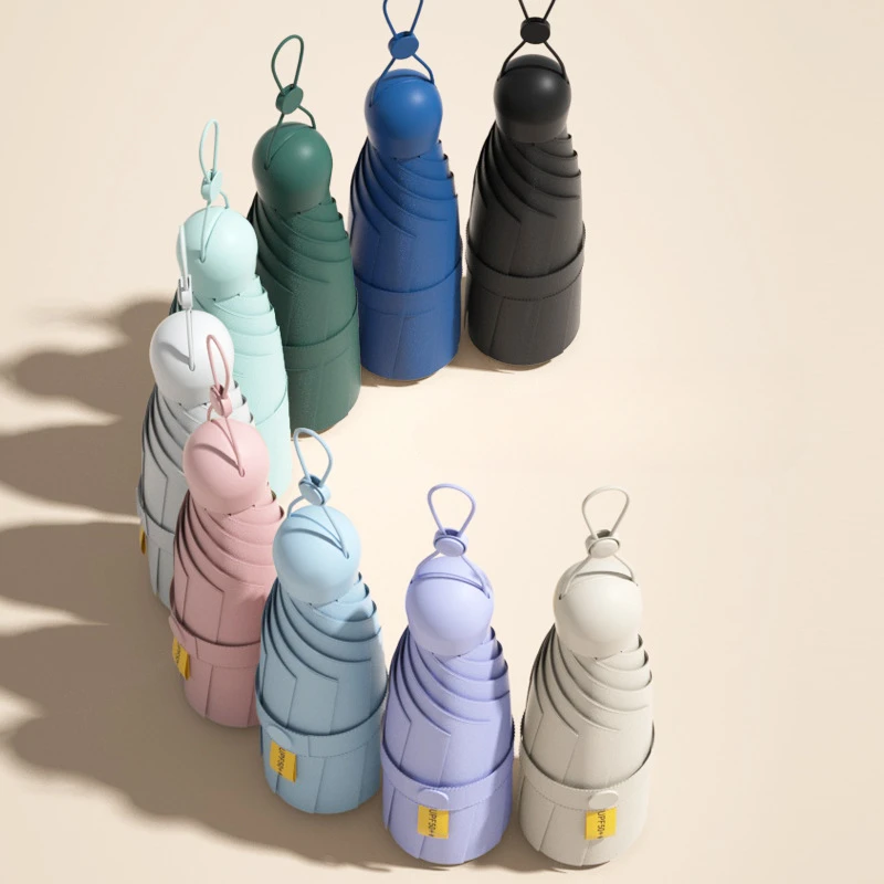 

Mini Women Umbrella Small Pocket Five Folding Sunshade Umbrellas Sunscreen UV Protection Capsule Umbrella Sunny and Rainy