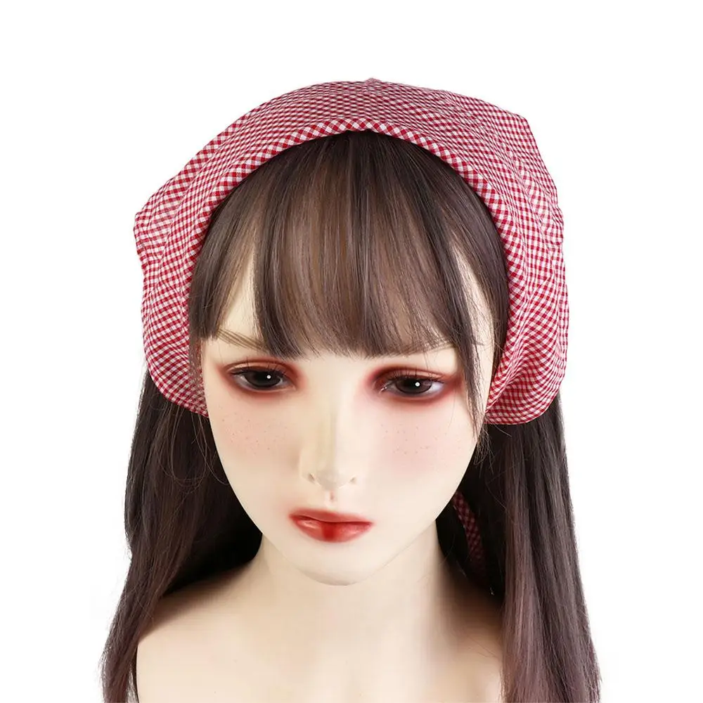 خمر شعرية وشاح الشعر بوهيميا باندانا الأزرق عقال مثلث رباط شعر حزام أحمر لينة التفاف في الهواء الطلق