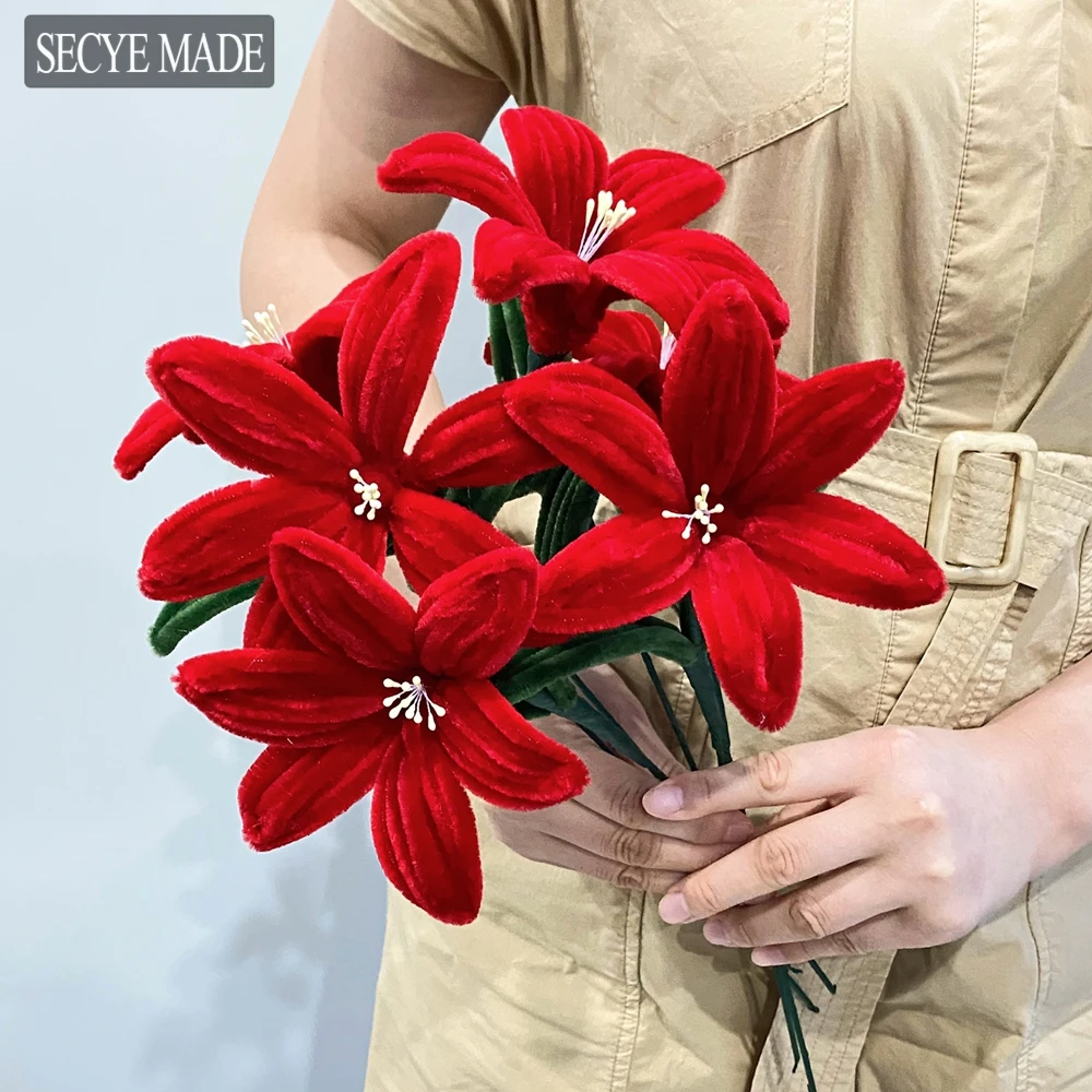 

1/3/6PCS DIY Crafts Pipe Cleaner Flower Kits for Making Artificial Chenille Stems Lily Bouquets For Party Office Home Decor K96