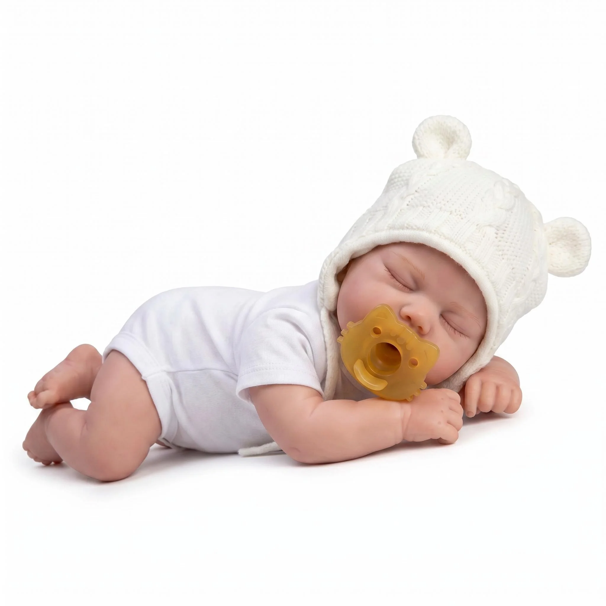 NPK 18inch Platinum Silicone Baby Weight Figure with Pacifier Realistic Pickle Mouth Design Full Body Can Open Solid Bebe Toy