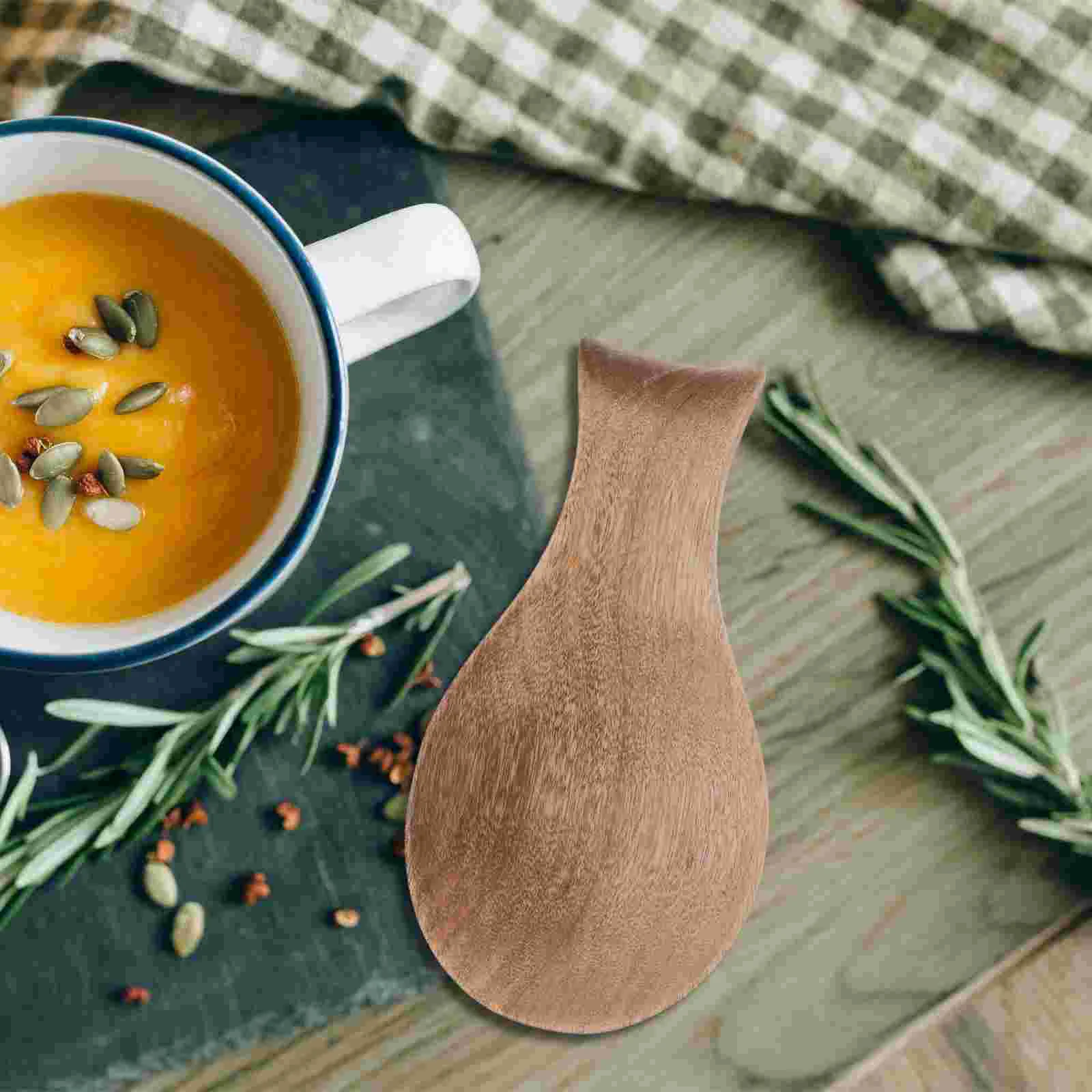 

Spoon Rest Kitchen Supply Storage Holder Dining Table Soup Dinner Scoop Wooden Reusable