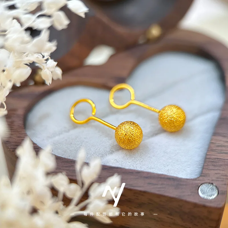 

Женские серьги-бобы из 24-каратного золота 9999 пробы в ретро-этническом стиле, матовые, подарок на день рождения для девушки