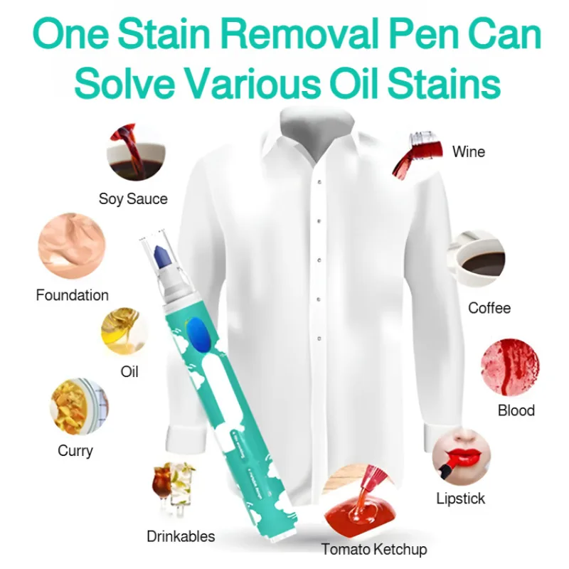 Emergency Stain Remover Pen, Portable Instant No-Wash Oil Stain Cleaner, Fabric Spot Remover for White Clothes, Fast-Acting Safe